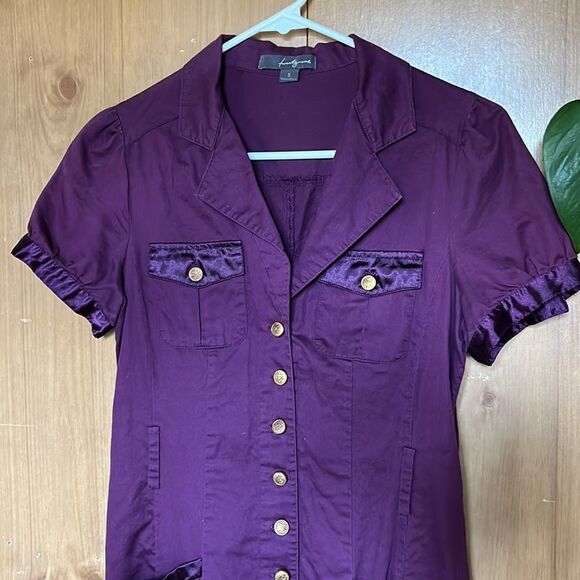 Forever 21 Purple Button-Front Dress - Picture 2 of 6